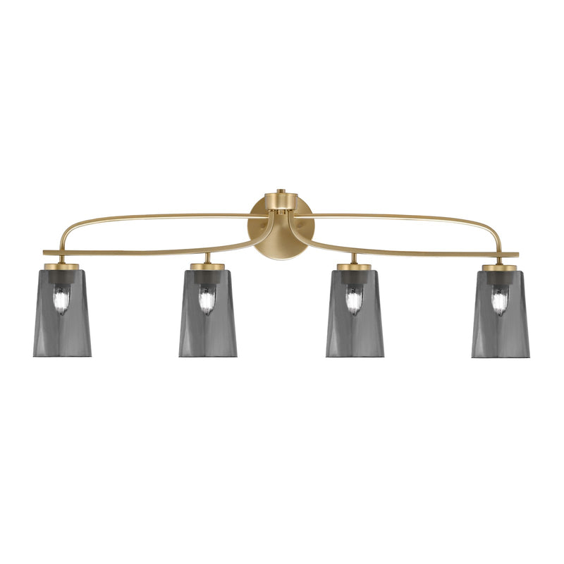 Toltec Cavella 4-Light Bath Bar | Modern New Age Brass and Smoke Bubble Glass | Bathroom Vanity & Powder Room | 7 x 12.5 in | Model 3914-NAB-262