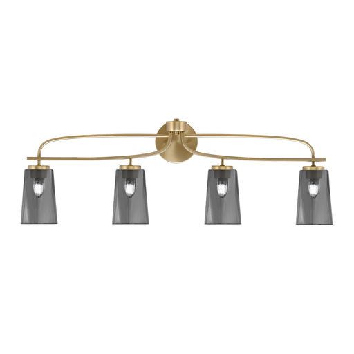 Toltec Cavella 4-Light Bath Bar | Modern New Age Brass and Smoke Bubble Glass | Bathroom Vanity & Powder Room | 7 x 12.5 in | Model 3914-NAB-262