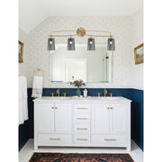 Toltec Cavella 4-Light Bath Bar | Modern New Age Brass and Smoke Bubble Glass | Bathroom Vanity & Powder Room | 7 x 12.5 in | Model 3914-NAB-262