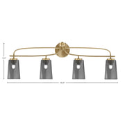 Toltec Cavella 4-Light Bath Bar | Modern New Age Brass and Smoke Bubble Glass | Bathroom Vanity & Powder Room | 7 x 12.5 in | Model 3914-NAB-262