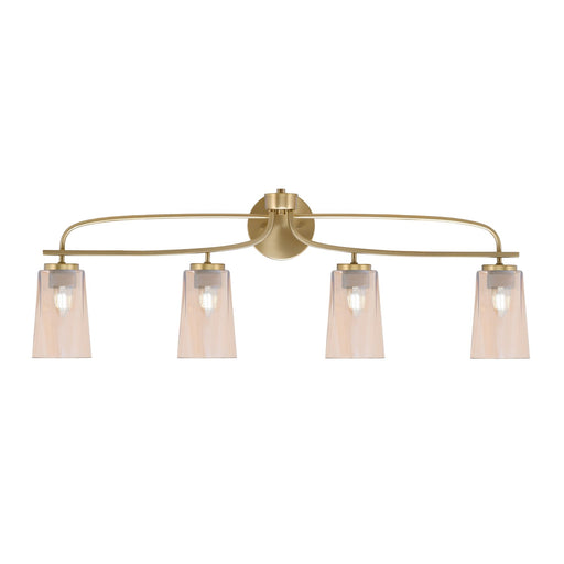 Toltec Cavella 4-Light Bath Bar | Modern New Age Brass and Amber Gradient Glass | Bathroom Vanity & Powder Room | 7 x 12.5 in | Model 3914-NAB-263