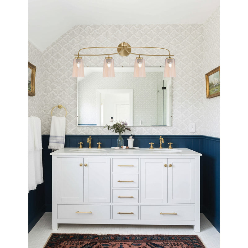 Toltec Cavella 4-Light Bath Bar | Modern New Age Brass and Amber Gradient Glass | Bathroom Vanity & Powder Room | 7 x 12.5 in | Model 3914-NAB-263