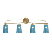 Toltec Cavella 4-Light Bath Bar | Modern New Age Brass and Blue Gradient Glass | Bathroom Vanity & Powder Room | 7 x 12.5 in | Model 3914-NAB-265
