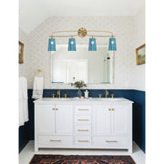 Toltec Cavella 4-Light Bath Bar | Modern New Age Brass and Blue Gradient Glass | Bathroom Vanity & Powder Room | 7 x 12.5 in | Model 3914-NAB-265