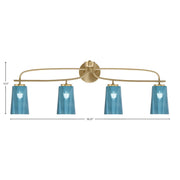 Toltec Cavella 4-Light Bath Bar | Modern New Age Brass and Blue Gradient Glass | Bathroom Vanity & Powder Room | 7 x 12.5 in | Model 3914-NAB-265