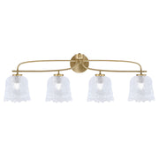 Toltec Cavella 4-Light Bath Bar | New Age Brass and Clear Lava Glass | Bathroom & Vanity Lighting | 8.5 x 12.5 in | Model 3914-NAB-4230