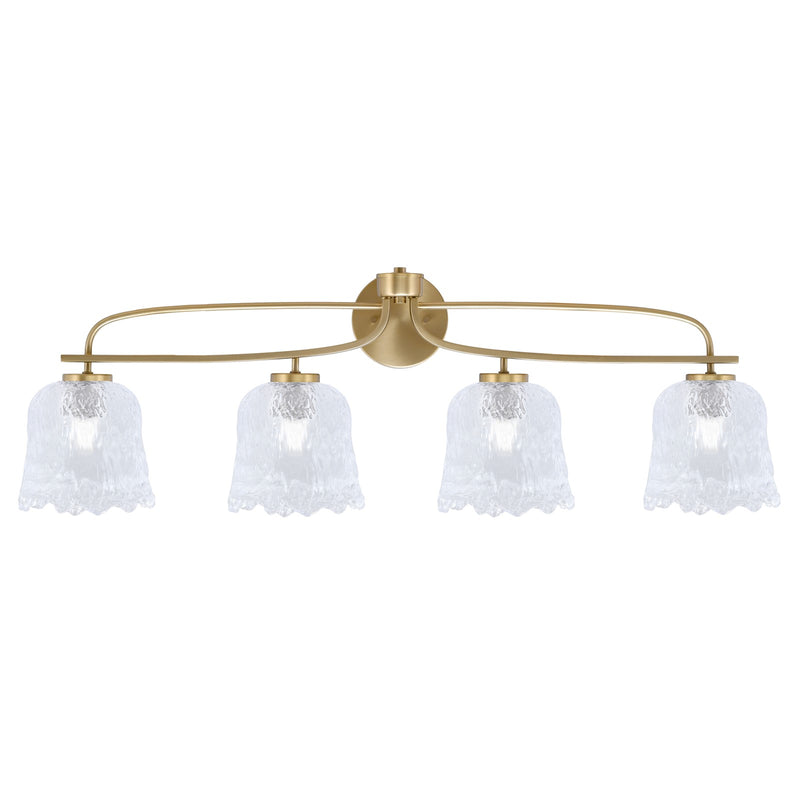Toltec Cavella 4-Light Bath Bar | New Age Brass and Clear Lava Glass | Bathroom & Vanity Lighting | 8.5 x 12.5 in | Model 3914-NAB-4230