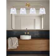 Toltec Cavella 4-Light Bath Bar | New Age Brass and Clear Lava Glass | Bathroom & Vanity Lighting | 8.5 x 12.5 in | Model 3914-NAB-4230