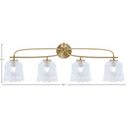 Toltec Cavella 4-Light Bath Bar | New Age Brass and Clear Lava Glass | Bathroom & Vanity Lighting | 8.5 x 12.5 in | Model 3914-NAB-4230