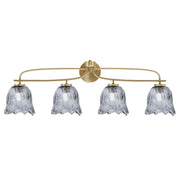 Toltec Cavella 4-Light Bath Bar | New Age Brass and Smoke Lava Glass | Bathroom & Vanity Lighting | 8.5 x 12.5 in | Model 3914-NAB-4232