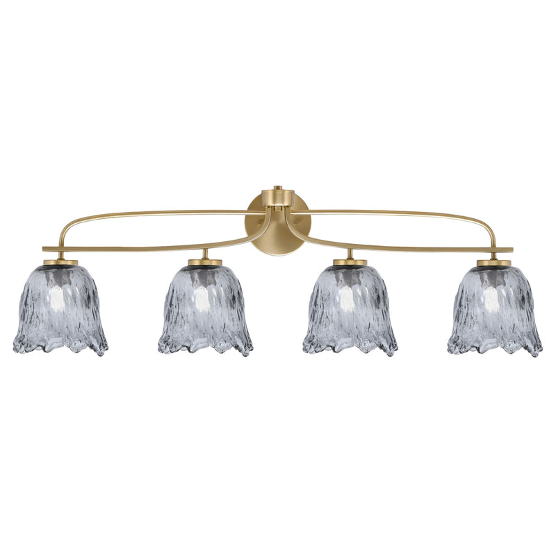 Toltec Cavella 4-Light Bath Bar | New Age Brass and Smoke Lava Glass | Bathroom & Vanity Lighting | 8.5 x 12.5 in | Model 3914-NAB-4232