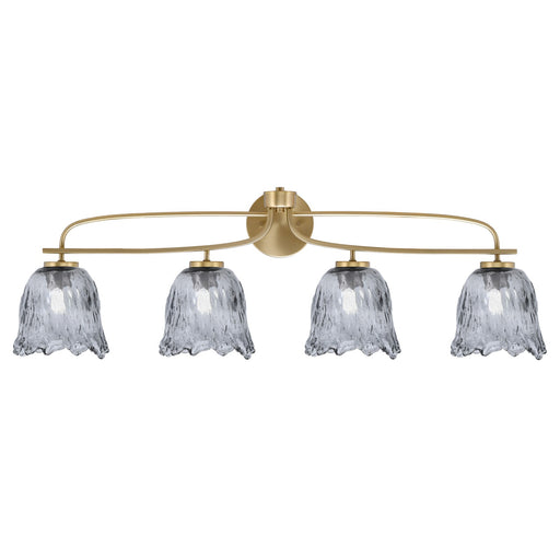 Toltec Cavella 4-Light Bath Bar | New Age Brass and Smoke Lava Glass | Bathroom & Vanity Lighting | 8.5 x 12.5 in | Model 3914-NAB-4232