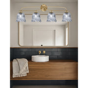 Toltec Cavella 4-Light Bath Bar | New Age Brass and Smoke Lava Glass | Bathroom & Vanity Lighting | 8.5 x 12.5 in | Model 3914-NAB-4232