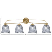Toltec Cavella 4-Light Bath Bar | New Age Brass and Smoke Lava Glass | Bathroom & Vanity Lighting | 8.5 x 12.5 in | Model 3914-NAB-4232