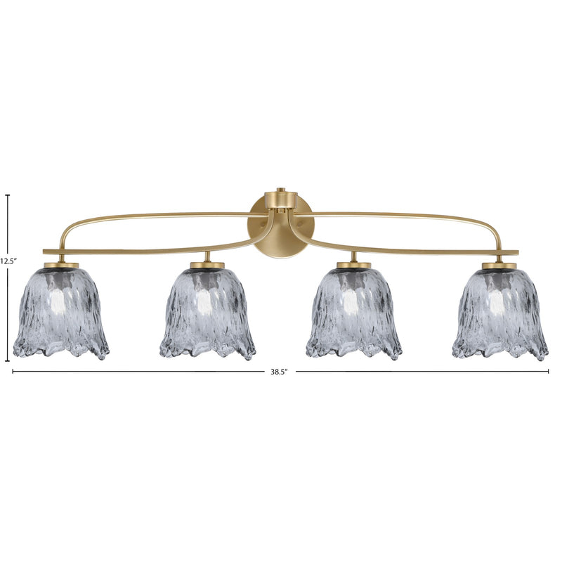 Toltec Cavella 4-Light Bath Bar | New Age Brass and Smoke Lava Glass | Bathroom & Vanity Lighting | 8.5 x 12.5 in | Model 3914-NAB-4232