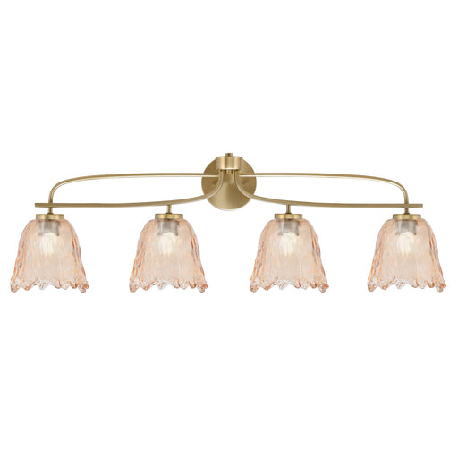 Toltec Cavella 4-Light Bath Bar | New Age Brass and Amber Lava Glass | Bathroom & Vanity Lighting | 8.5 x 12.5 in | Model 3914-NAB-4233