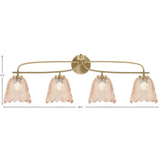Toltec Cavella 4-Light Bath Bar | New Age Brass and Amber Lava Glass | Bathroom & Vanity Lighting | 8.5 x 12.5 in | Model 3914-NAB-4233