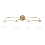 Toltec Cavella 4-Light Bath Bar | New Age Brass and White Opal Glass | Bathroom & Vanity Lighting | 7.25 x 12 in | Model 3914-NAB-5031