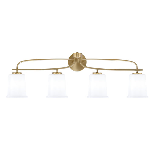 Toltec Cavella 4-Light Bath Bar | New Age Brass and White Opal Glass | Bathroom & Vanity Lighting | 7.25 x 12 in | Model 3914-NAB-5031