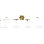 Toltec Cavella 4-Light Bath Bar | New Age Brass and White Opal Glass | Bathroom & Vanity Lighting | 7.25 x 12 in | Model 3914-NAB-5031