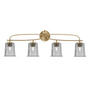 Toltec Cavella 4-Light Bath Bar | New Age Brass and Smoke Bubble Glass | Bathroom & Vanity Lighting | 7.25 x 12 in | Model 3914-NAB-5032