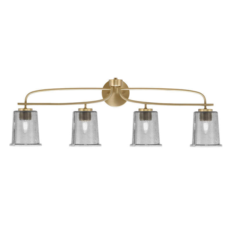 Toltec Cavella 4-Light Bath Bar | New Age Brass and Smoke Bubble Glass | Bathroom & Vanity Lighting | 7.25 x 12 in | Model 3914-NAB-5032