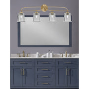 Toltec Cavella 4-Light Bath Bar | New Age Brass and Smoke Bubble Glass | Bathroom & Vanity Lighting | 7.25 x 12 in | Model 3914-NAB-5032