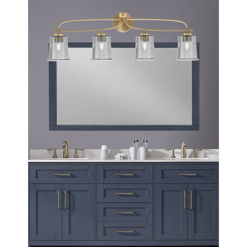 Toltec Cavella 4-Light Bath Bar | New Age Brass and Smoke Bubble Glass | Bathroom & Vanity Lighting | 7.25 x 12 in | Model 3914-NAB-5032
