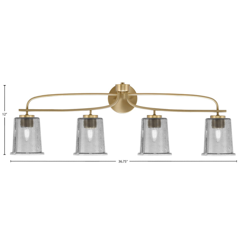 Toltec Cavella 4-Light Bath Bar | New Age Brass and Smoke Bubble Glass | Bathroom & Vanity Lighting | 7.25 x 12 in | Model 3914-NAB-5032