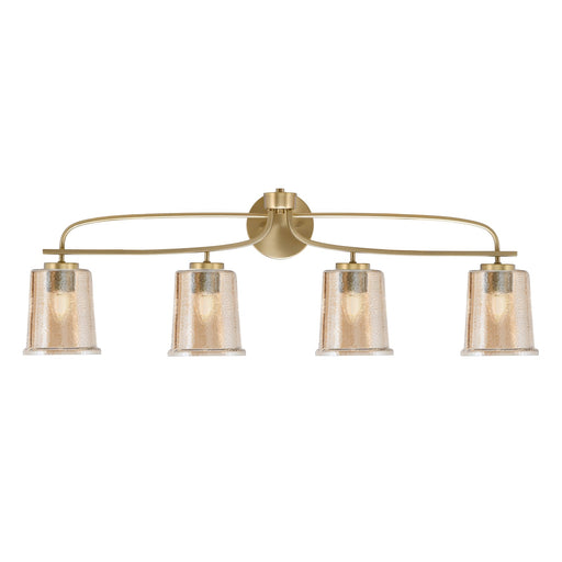Toltec Cavella 4-Light Bath Bar | New Age Brass and Amber Bubble Glass | Bathroom & Vanity Lighting | 7.25 x 12 in | Model 3914-NAB-5033