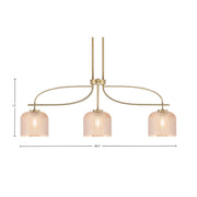 Toltec Cavella 38.5in 3-Light Island Light | New Age Brass Steel and Amber Textured Glass | Kitchen Island & Dining Table | 38.5 x 6 x 13 in | Model 3936-NAB-4613