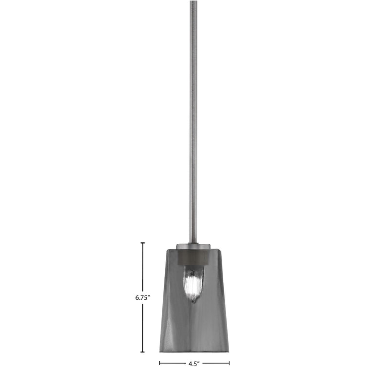Toltec Atlas 4.5in 1-Light Mini Pendant | Modern Graphite and Smoke Bubble Glass | Kitchen Island & Dining Room | 4.5 x 6.75 in | Model 4501-GP-262