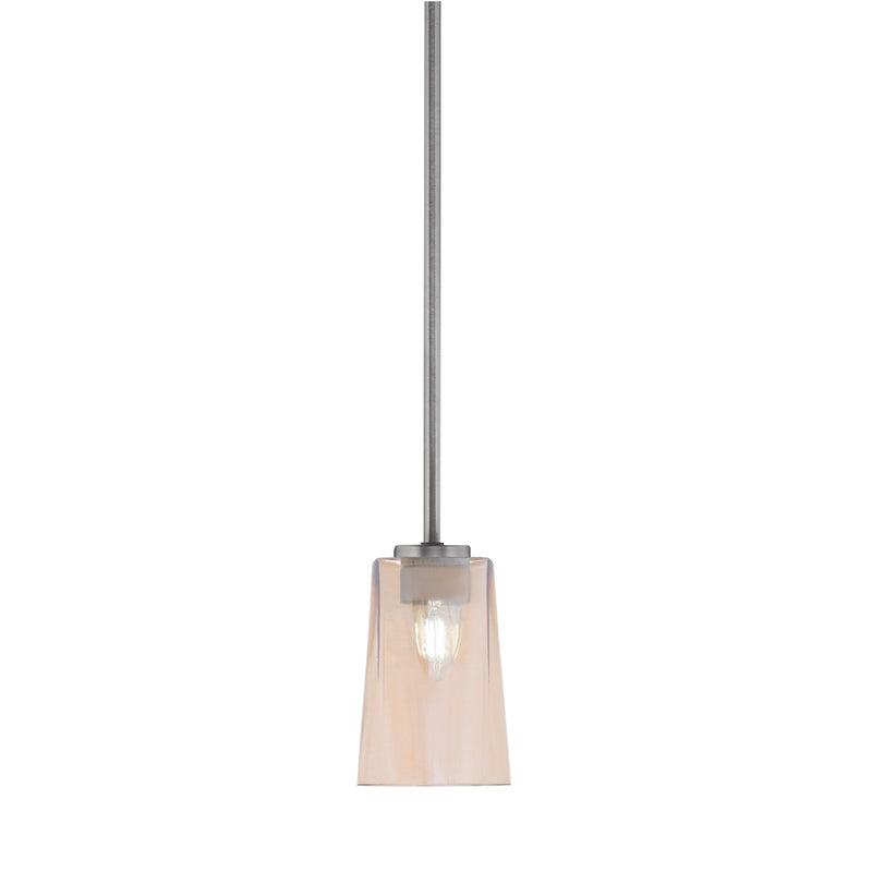 Toltec Atlas 4.5in 1-Light Mini Pendant | Modern Graphite and Amber Gradient Glass | Kitchen Island & Dining Room | 4.5 x 6.75 in | Model 4501-GP-263