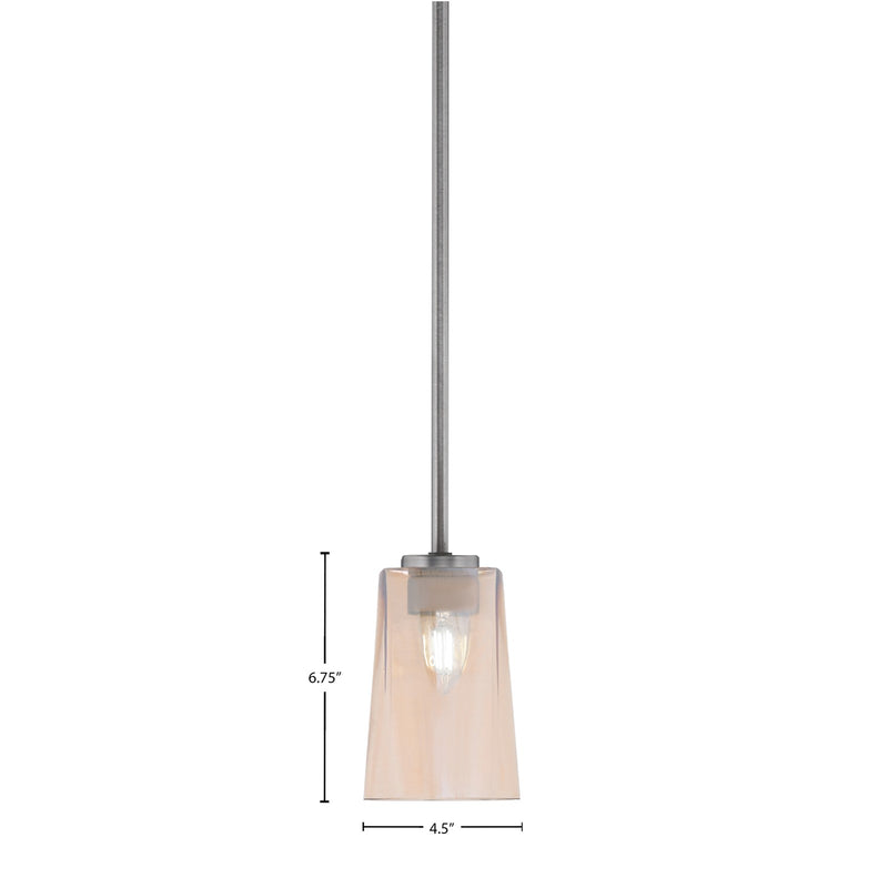 Toltec Atlas 4.5in 1-Light Mini Pendant | Modern Graphite and Amber Gradient Glass | Kitchen Island & Dining Room | 4.5 x 6.75 in | Model 4501-GP-263