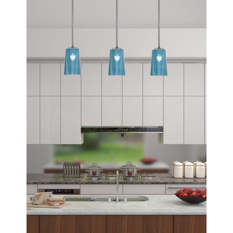 Toltec Atlas 4.5in 1-Light Mini Pendant | Modern Graphite and Blue Gradient Glass | Kitchen Island & Dining Room | 4.5 x 6.75 in | Model 4501-GP-265