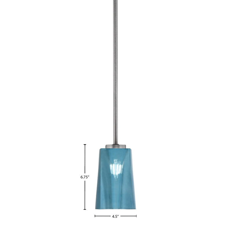 Toltec Atlas 4.5in 1-Light Mini Pendant | Modern Graphite and Blue Gradient Glass | Kitchen Island & Dining Room | 4.5 x 6.75 in | Model 4501-GP-265