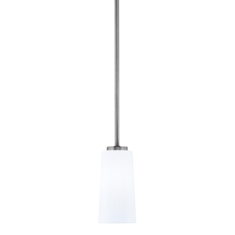 Toltec Atlas 5in 1-Light Mini Pendant | Modern Graphite and White Opal Glass | Kitchen Island & Dining Room | 5 x 10 in | Model 4501-GP-291