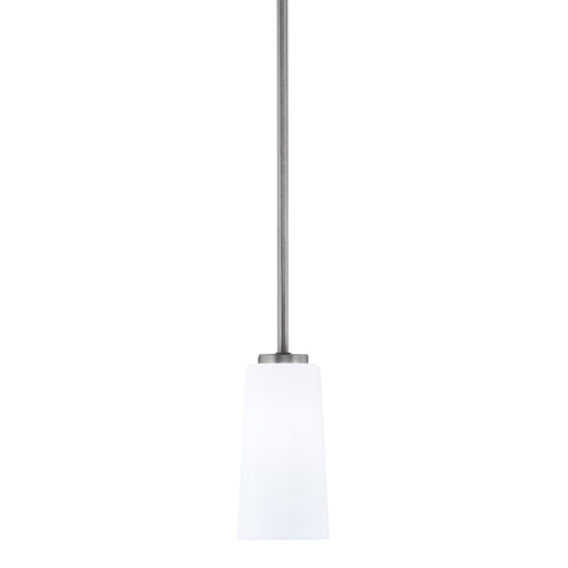 Toltec Atlas 5in 1-Light Mini Pendant | Modern Graphite and White Opal Glass | Kitchen Island & Dining Room | 5 x 10 in | Model 4501-GP-291