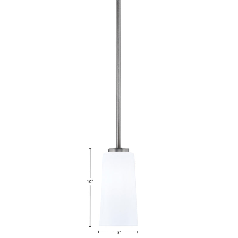 Toltec Atlas 5in 1-Light Mini Pendant | Modern Graphite and White Opal Glass | Kitchen Island & Dining Room | 5 x 10 in | Model 4501-GP-291