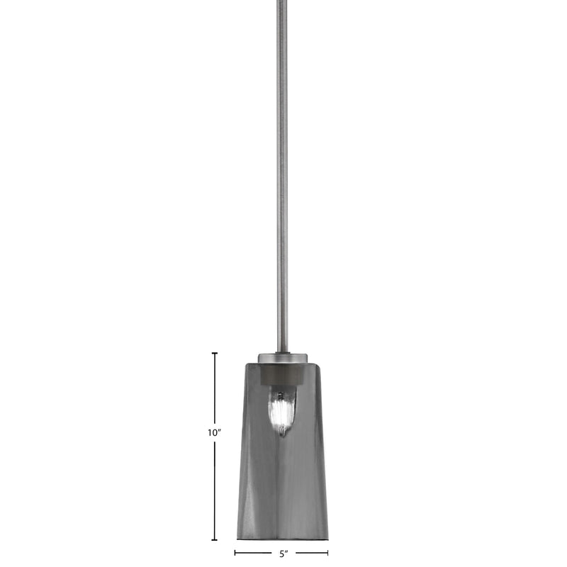 Toltec Atlas 5in 1-Light Mini Pendant | Modern Graphite and Smoke Bubble Glass | Kitchen Island & Dining Room | 5 x 10 in | Model 4501-GP-292