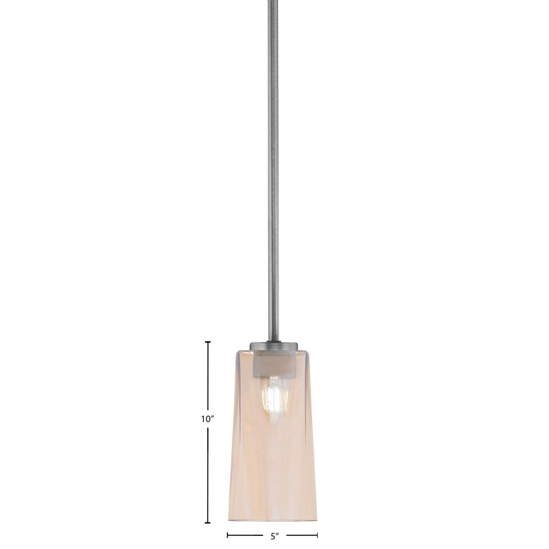 Toltec Atlas 5in 1-Light Mini Pendant | Modern Graphite and Amber Gradient Glass | Kitchen Island & Dining Room | 5 x 10 in | Model 4501-GP-293