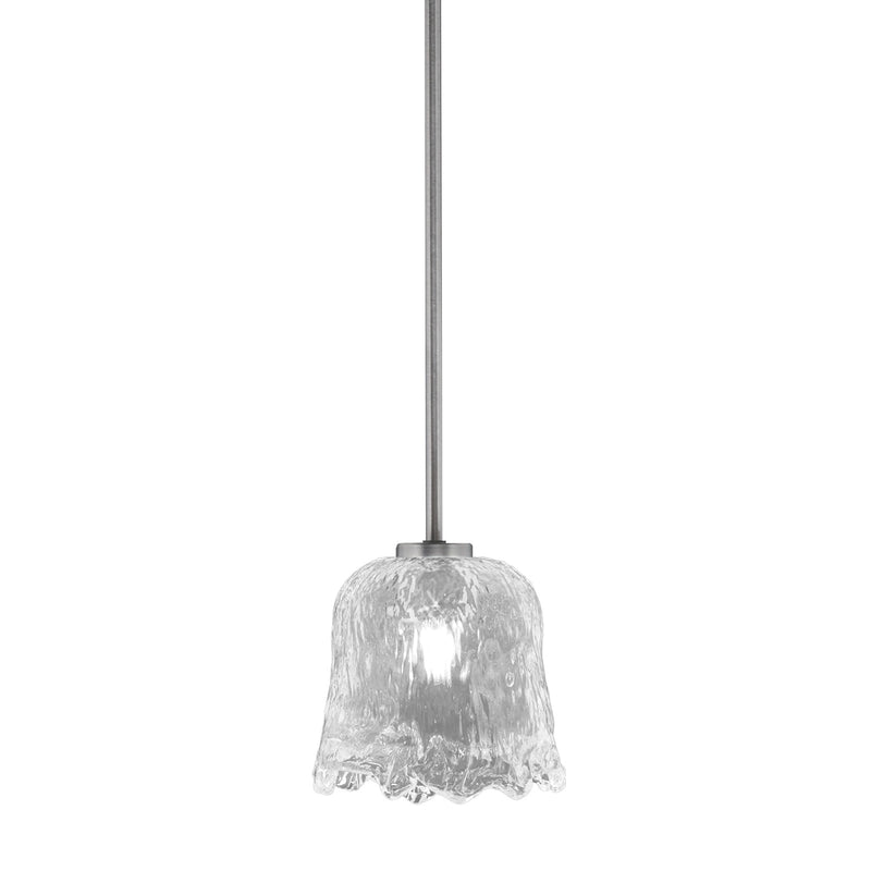 Toltec Atlas 7in 1-Light Mini Pendant | Modern Graphite and Clear Lava Glass | Kitchen Island & Dining Room | 7 x 7 in | Model 4501-GP-4230