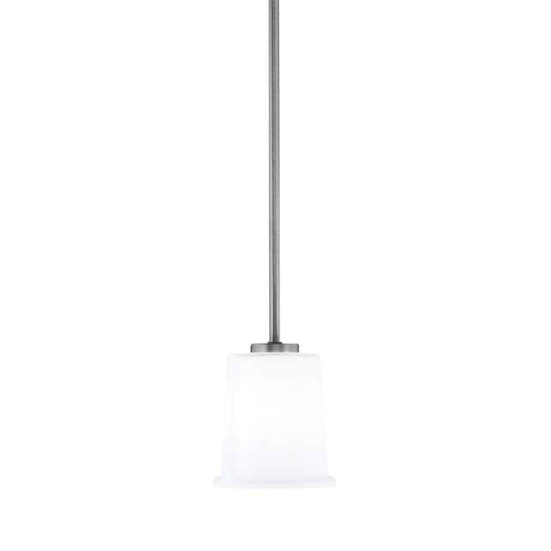 Toltec Atlas 5in 1-Light Mini Pendant | Modern Graphite and White Opal Glass | Kitchen Island & Dining Room | 5 x 6 in | Model 4501-GP-5031