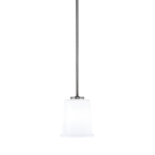 Toltec Atlas 5in 1-Light Mini Pendant | Modern Graphite and White Opal Glass | Kitchen Island & Dining Room | 5 x 6 in | Model 4501-GP-5031