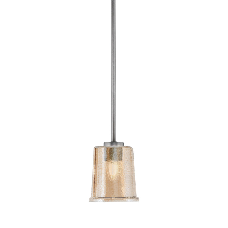 Toltec Atlas 5in 1-Light Mini Pendant | Modern Graphite and Amber Bubble Glass | Kitchen Island & Dining Room | 5 x 6 in | Model 4501-GP-5033