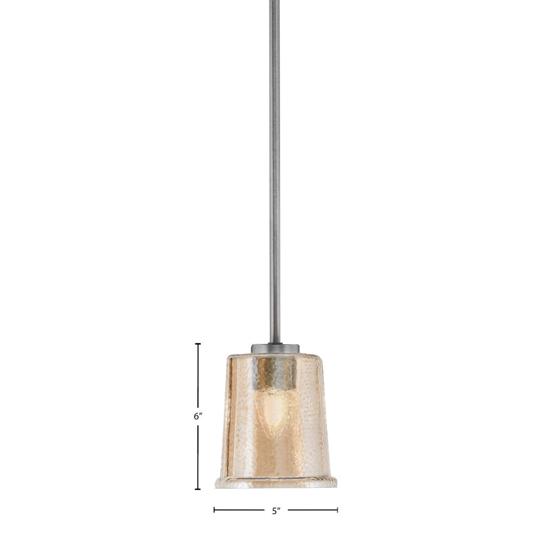 Toltec Atlas 5in 1-Light Mini Pendant | Modern Graphite and Amber Bubble Glass | Kitchen Island & Dining Room | 5 x 6 in | Model 4501-GP-5033