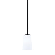 Toltec Atlas 4.5in 1-Light Mini Pendant | Modern Matte Black and White Opal Glass | Kitchen Island & Dining Room | 4.5 x 6.75 in | Model 4501-MB-261