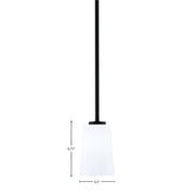 Toltec Atlas 4.5in 1-Light Mini Pendant | Modern Matte Black and White Opal Glass | Kitchen Island & Dining Room | 4.5 x 6.75 in | Model 4501-MB-261