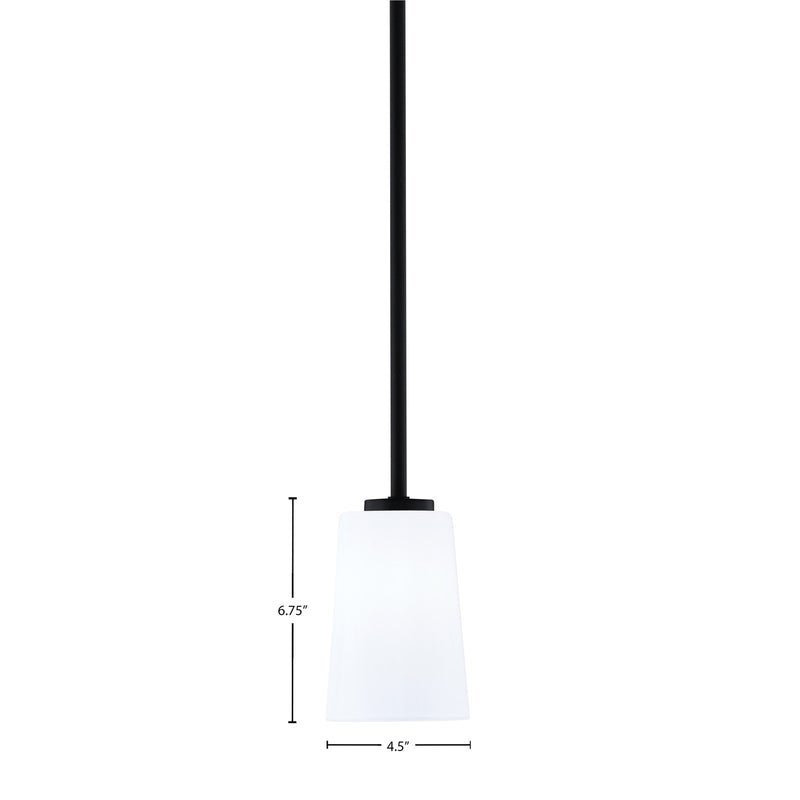 Toltec Atlas 4.5in 1-Light Mini Pendant | Modern Matte Black and White Opal Glass | Kitchen Island & Dining Room | 4.5 x 6.75 in | Model 4501-MB-261