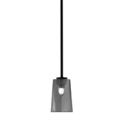 Toltec Atlas 5in 1-Light Mini Pendant | Modern Matte Black and Smoke Bubble Glass | Kitchen Island & Dining Room | Model 4501-MB-262